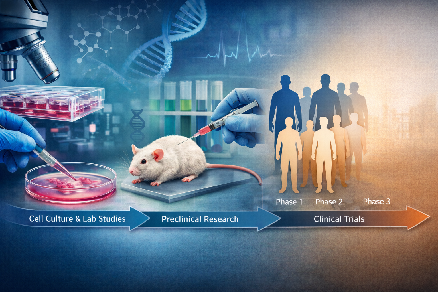 مراحل پژوهش در علوم زیست‌پزشکی؛ از کشت سلول تا کارآزمایی‌های بالینی